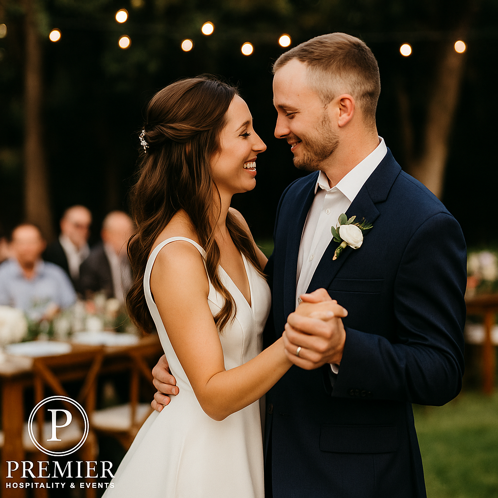 Wedding reception with PHE logo